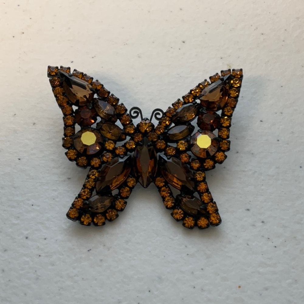 Weiss Butterfly Rhinestone Brooch